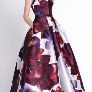 Monique Lhuillier Floral Strapless Gown size 12